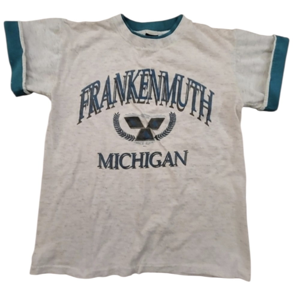 Vintage Frankenmuth Michigan tshirt, size medium, gray and green
